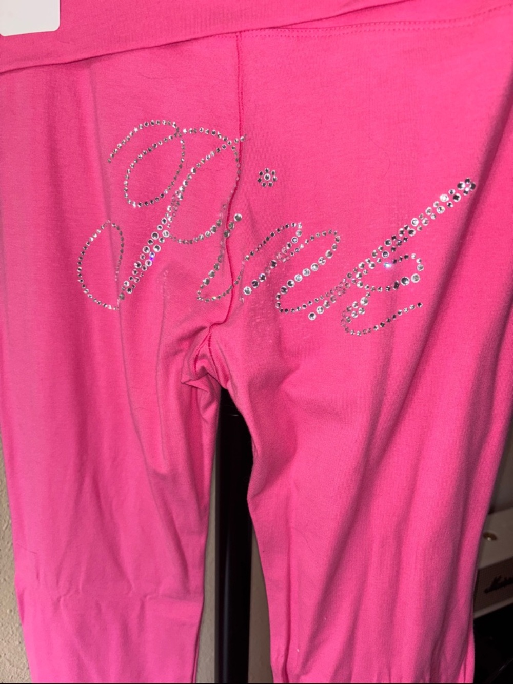 SOLD OUT PINK Victoria's Secret Hot Pink RHINESTONE Logo Pants NEW WITH TAGS 🏷️